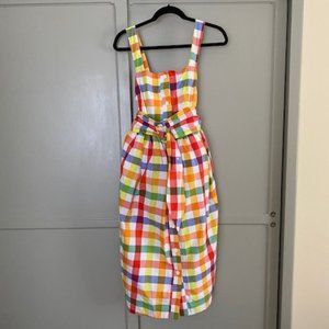 Plaid Wide Strap Tie Waist Dress - sz 6 NWT